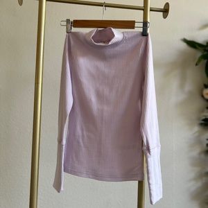 Free People Lilac Ribbed Turtleneck Layering Top XS (stretchy soft basic layer)